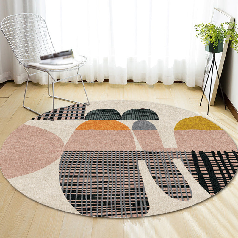 Colorblock striped rug Polyester Modernism rug Washable Non-slip Pet-friendly rug for the living room