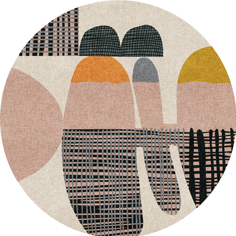 Colorblock striped rug Polyester Modernism rug Washable Non-slip Pet-friendly rug for the living room