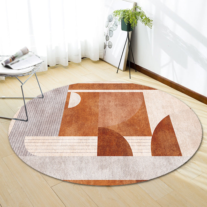 Colorblock striped rug Polyester Modernism rug Washable Non-slip Pet-friendly rug for the living room