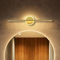 Metal Linear and Round Vanity Wall Light Minimalism LED Wall Sconce Lighting in Gold, 16"/23.5"/31.5" Wide