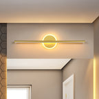 Metal Linear and Round Vanity Wall Light Minimalism LED Wall Sconce Lighting in Gold, 16"/23.5"/31.5" Wide