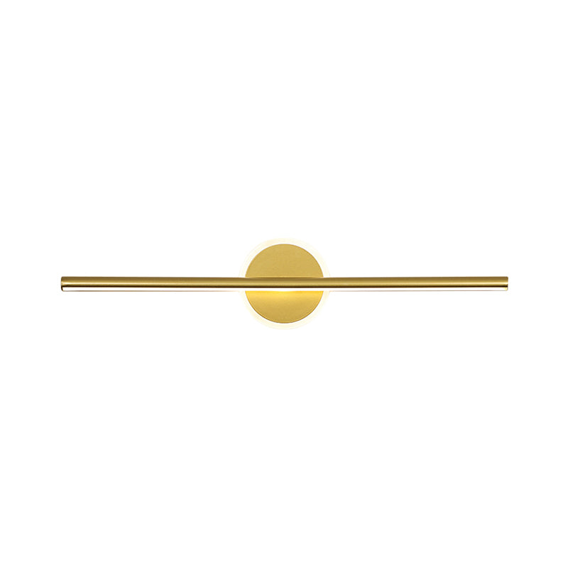 Metal Linear and Round Vanity Wall Light Minimalism LED Wall Sconce Lighting in Gold, 16"/23.5"/31.5" Wide