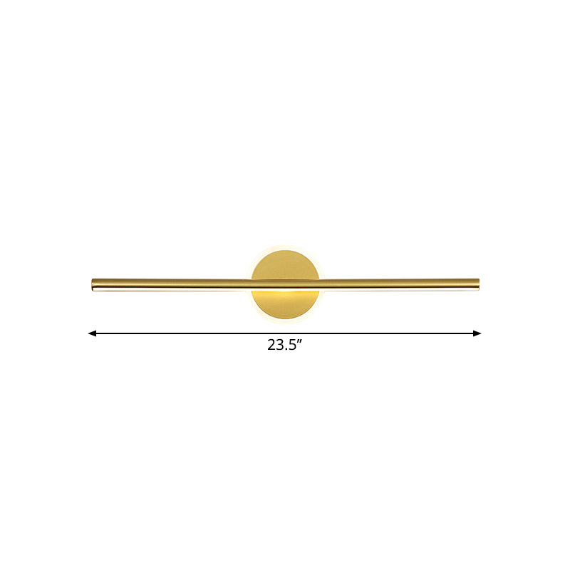 Metal Linear and Round Vanity Wall Light Minimalism LED Wall Sconce Lighting in Gold, 16"/23.5"/31.5" Wide