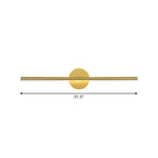 Metal Linear and Round Vanity Wall Light Minimalism LED Wall Sconce Lighting in Gold, 16"/23.5"/31.5" Wide
