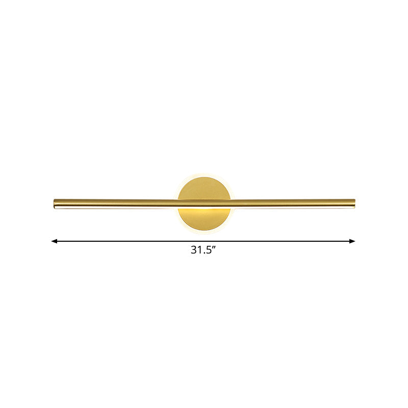 Metal Linear and Round Vanity Wall Light Minimalism LED Wall Sconce Lighting in Gold, 16"/23.5"/31.5" Wide