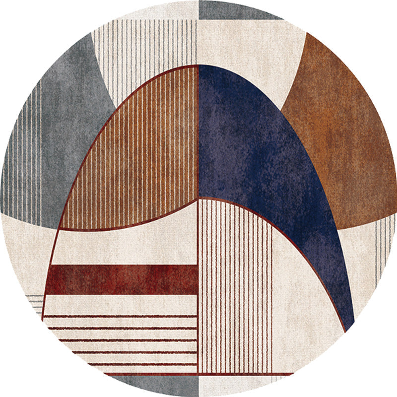 Unique Multicolored Modernist Rug Polyester Color Block Striped Pattern Rug Washable Pet Friendly Non-Slip Rug for the Living Room