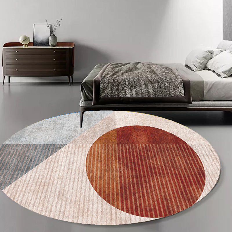 Unique Multicolored Modernist Rug Polyester Color Block Striped Pattern Rug Washable Pet Friendly Non-Slip Rug for the Living Room