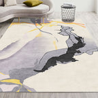 Gray Abstract Rug Polyester Modern Rug Washable Non-Slip Pet-Friendly Rug for the Living Room