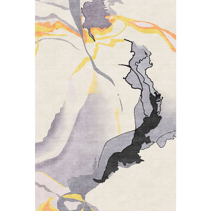 Gray Abstract Rug Polyester Modern Rug Washable Non-Slip Pet-Friendly Rug for the Living Room