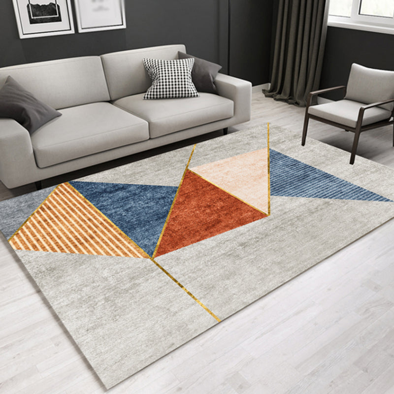 Casual contemporary rug Multicolor geometric and striped pattern rug washable pet-friendly non-slip rug for the living room