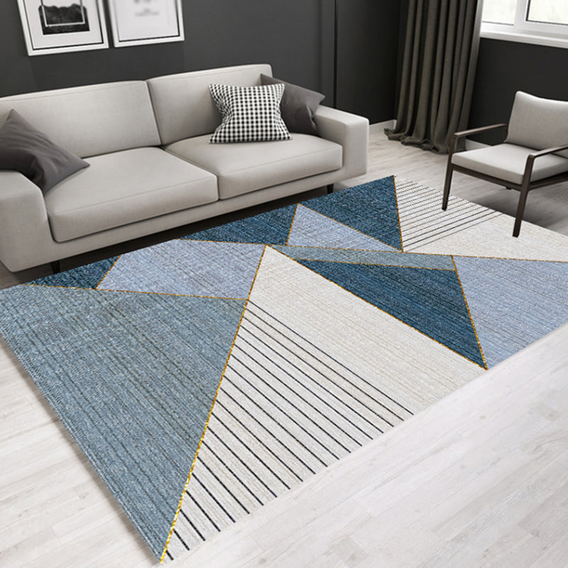 Casual contemporary rug Multicolor geometric and striped pattern rug washable pet-friendly non-slip rug for the living room