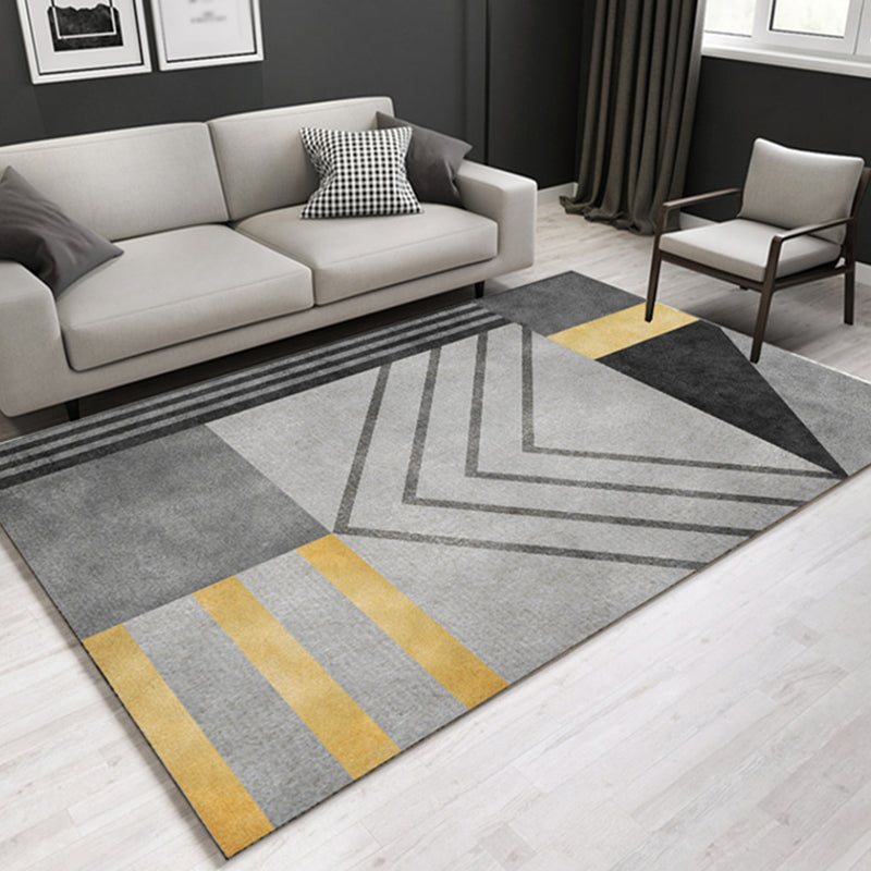 Casual contemporary rug Multicolor geometric and striped pattern rug washable pet-friendly non-slip rug for the living room