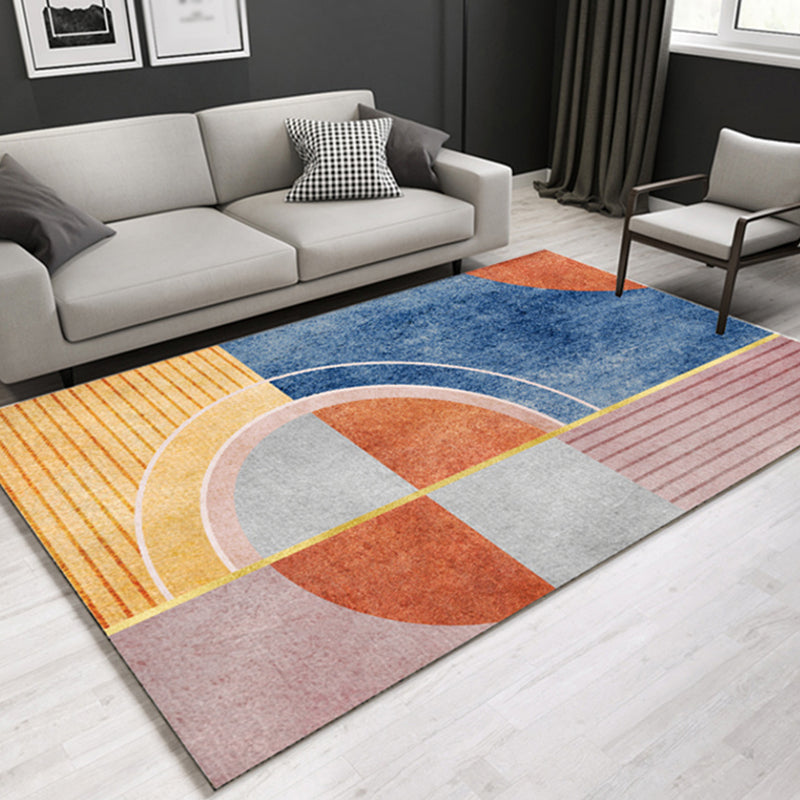 Casual contemporary rug Multicolor geometric and striped pattern rug washable pet-friendly non-slip rug for the living room