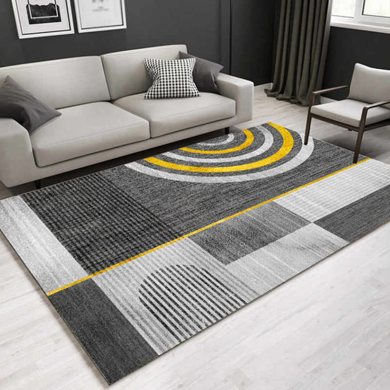 Casual contemporary rug Multicolor geometric and striped pattern rug washable pet-friendly non-slip rug for the living room