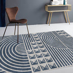 Creative Modernist Carpet Polyester Geometric and Stripe Pattern Carpet Washable Pet-Friendly Non-Slip Carpet for the Living Room