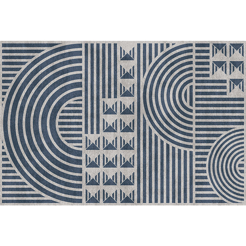 Creative Modernist Carpet Polyester Geometric and Stripe Pattern Carpet Washable Pet-Friendly Non-Slip Carpet for the Living Room