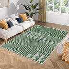 Creative Modernist Carpet Polyester Geometric and Stripe Pattern Carpet Washable Pet-Friendly Non-Slip Carpet for the Living Room