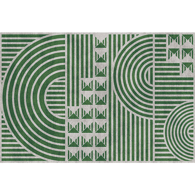Creative Modernist Carpet Polyester Geometric and Stripe Pattern Carpet Washable Pet-Friendly Non-Slip Carpet for the Living Room