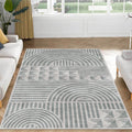 Creative Modernist Carpet Polyester Geometric and Stripe Pattern Carpet Washable Pet-Friendly Non-Slip Carpet for the Living Room
