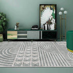 Creative Modernist Carpet Polyester Geometric and Stripe Pattern Carpet Washable Pet-Friendly Non-Slip Carpet for the Living Room