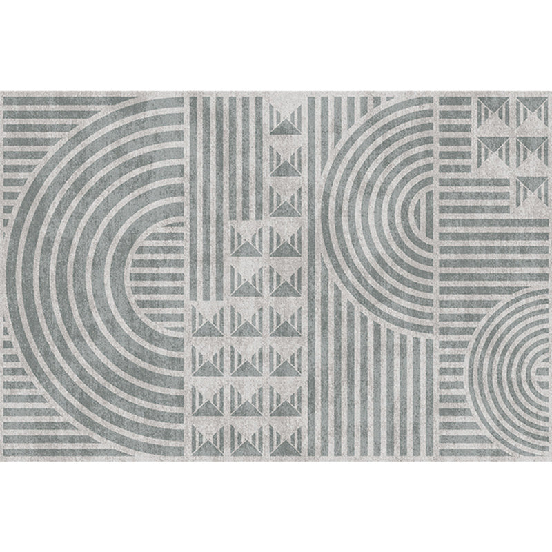 Creative Modernist Carpet Polyester Geometric and Stripe Pattern Carpet Washable Pet-Friendly Non-Slip Carpet for the Living Room