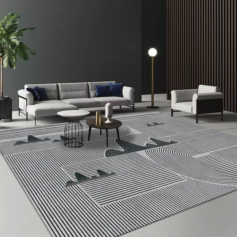Stylish Modernism Rug Multicolored Striped Pattern Rug Pet Friendly Non-Slip Washable Rug for Decoration
