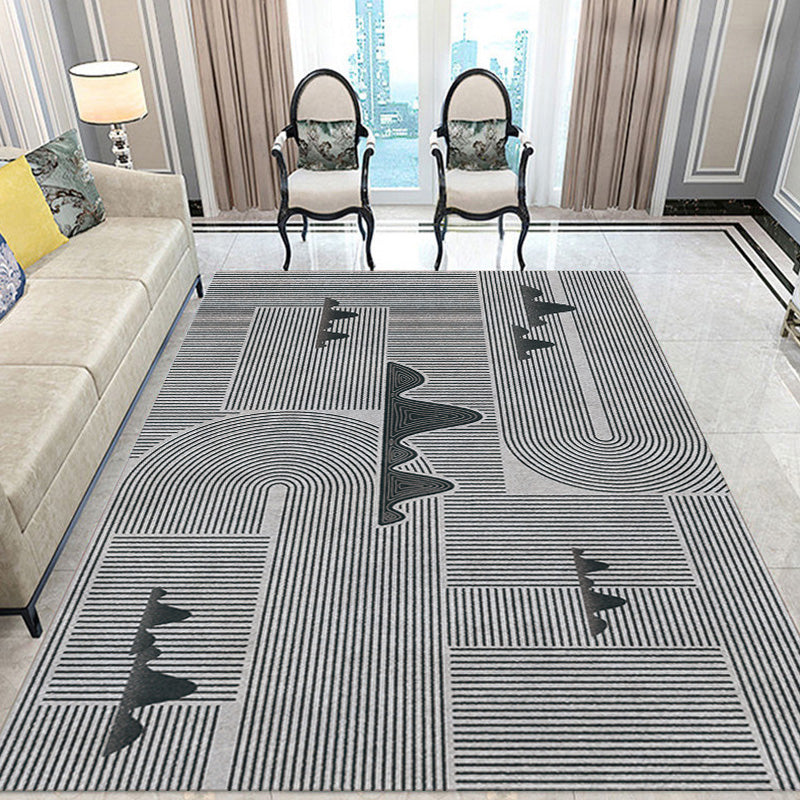 Stylish Modernism Rug Multicolored Striped Pattern Rug Pet Friendly Non-Slip Washable Rug for Decoration