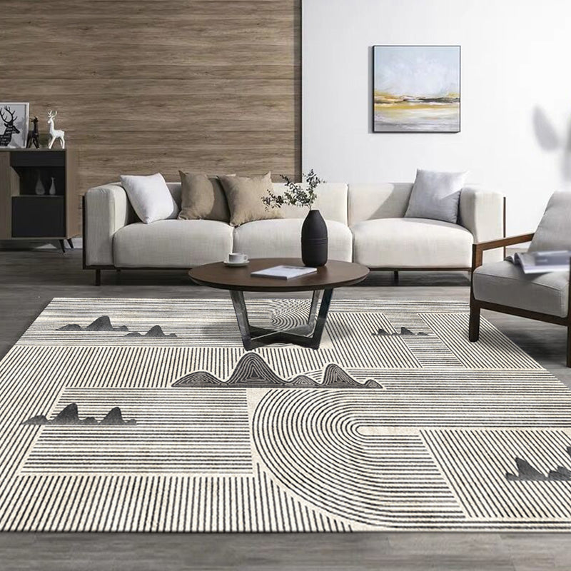 Stylish Modernism Rug Multicolored Striped Pattern Rug Pet Friendly Non-Slip Washable Rug for Decoration