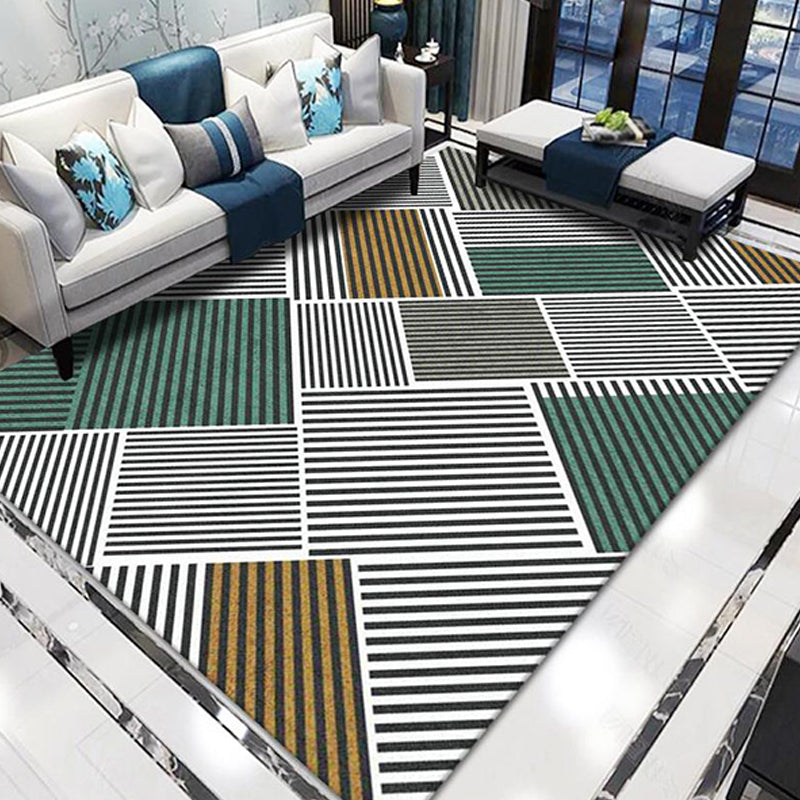 Stylish Modernism Rug Multicolored Striped Pattern Rug Pet Friendly Non-Slip Washable Rug for Decoration