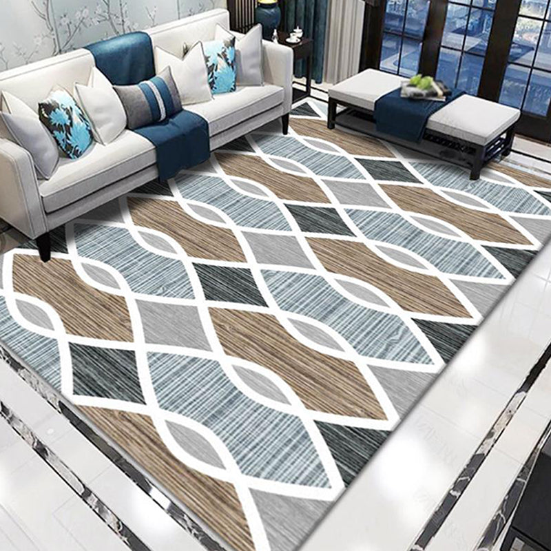 Stylish Modernism Rug Multicolored Striped Pattern Rug Pet Friendly Non-Slip Washable Rug for Decoration