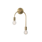 Swoop Arm Iron Wall Mounted Lamp Minimalist 2-Light Black/Gold Sconce Lighting with Bare Bulb Design