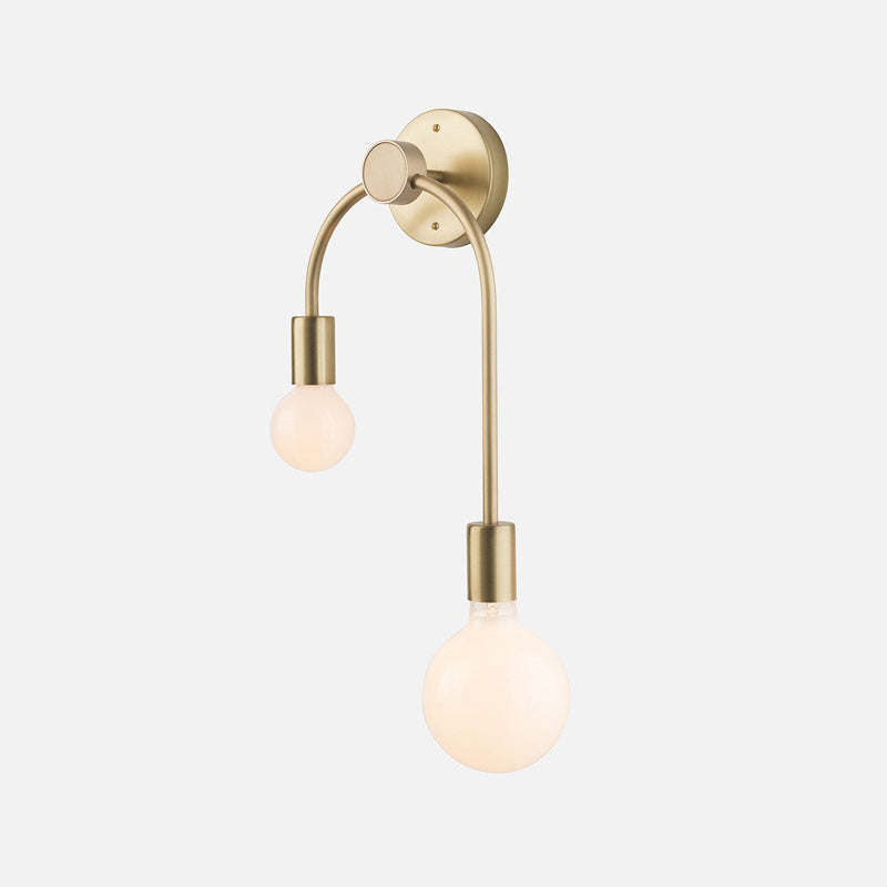 Swoop Arm Iron Wall Mounted Lamp Minimalist 2-Light Black/Gold Sconce Lighting with Bare Bulb Design