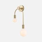 Swoop Arm Iron Wall Mounted Lamp Minimalist 2-Light Black/Gold Sconce Lighting with Bare Bulb Design
