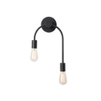 Swoop Arm Iron Wall Mounted Lamp Minimalist 2-Light Black/Gold Sconce Lighting with Bare Bulb Design