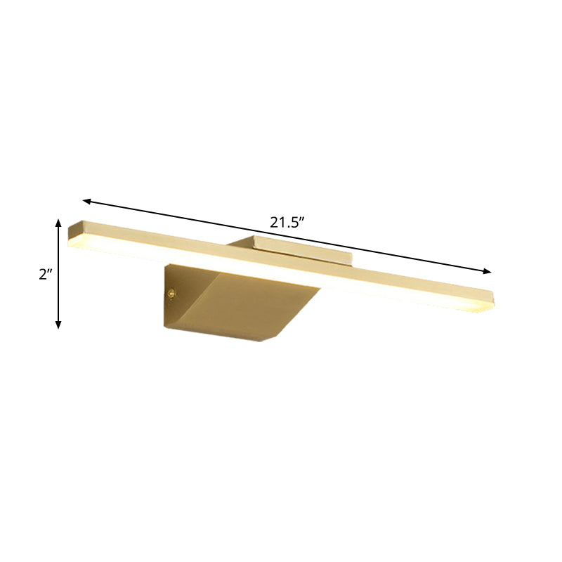 16"/21.5" W Metallic Streamlined Wall Lamp Simplicity LED Gold Vanity Sconce Light for Bathroom