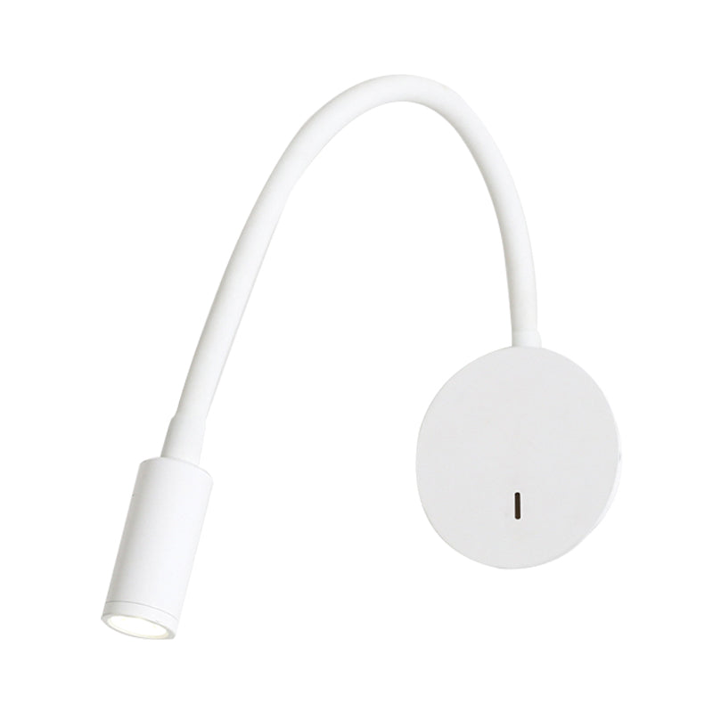 Adjustable Cylinder Reading Wall Light Contemporary Silicone and Metal LED Black/White Sconce Lamp