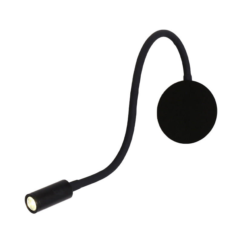 Adjustable Cylinder Reading Wall Light Contemporary Silicone and Metal LED Black/White Sconce Lamp