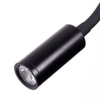 Adjustable Cylinder Reading Wall Light Contemporary Silicone and Metal LED Black/White Sconce Lamp