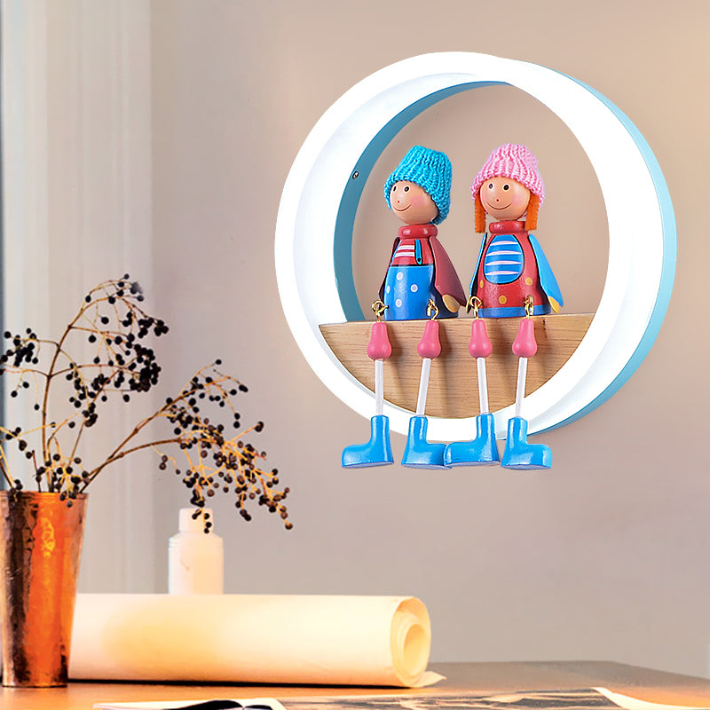 Cartoon Big O Wall Light with Couple Acrylic Sconce Light for Child Bedroom Restaurant