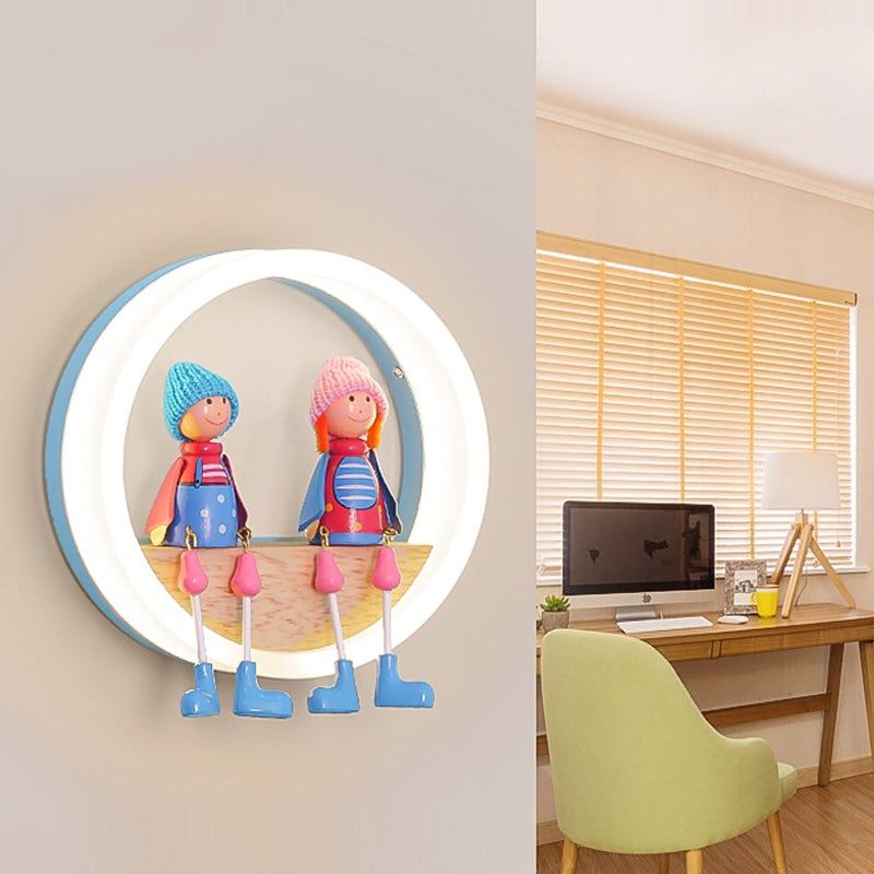 Cartoon Big O Wall Light with Couple Acrylic Sconce Light for Child Bedroom Restaurant