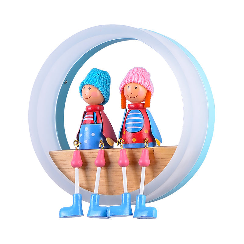 Cartoon Big O Wall Light with Couple Acrylic Sconce Light for Child Bedroom Restaurant