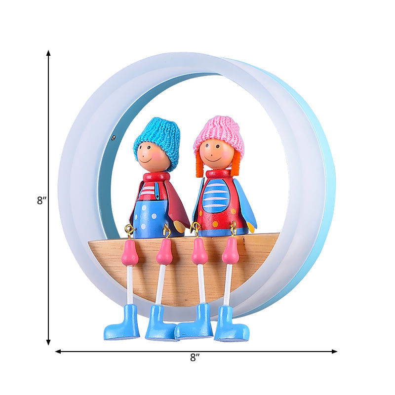 Cartoon Big O Wall Light with Couple Acrylic Sconce Light for Child Bedroom Restaurant