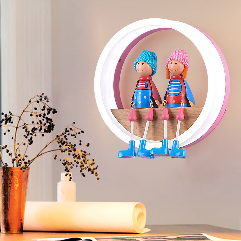 Cartoon Big O Wall Light with Couple Acrylic Sconce Light for Child Bedroom Restaurant