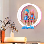 Cartoon Big O Wall Light with Couple Acrylic Sconce Light for Child Bedroom Restaurant