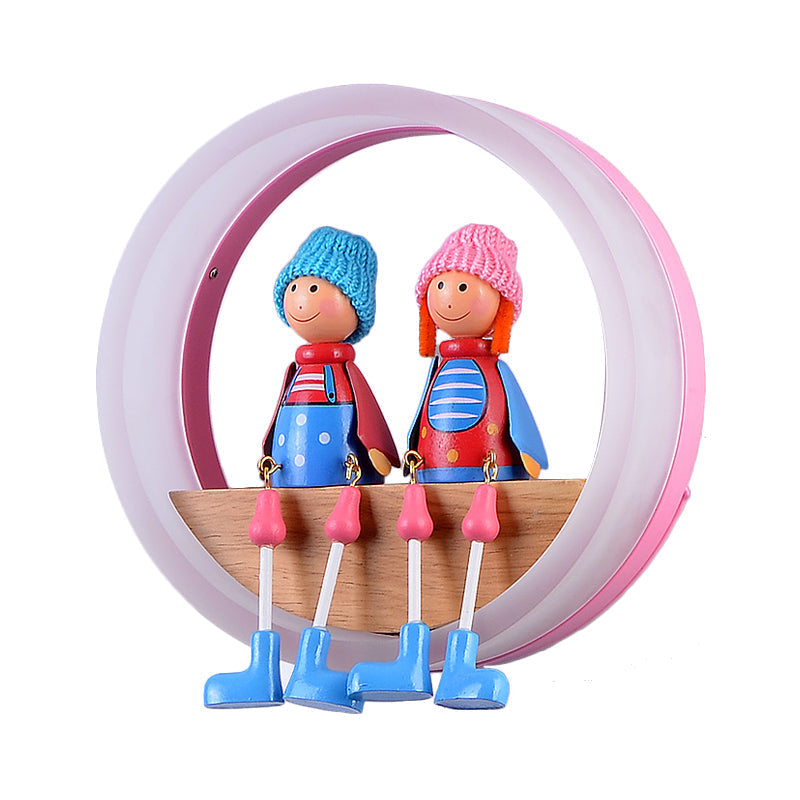 Cartoon Big O Wall Light with Couple Acrylic Sconce Light for Child Bedroom Restaurant