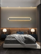 Elongated Bar Bedroom Flush Wall Sconce Acrylic 16"/23.5"/31.5" W LED Nordic Wall Lamp in Warm/White Light, Black/White