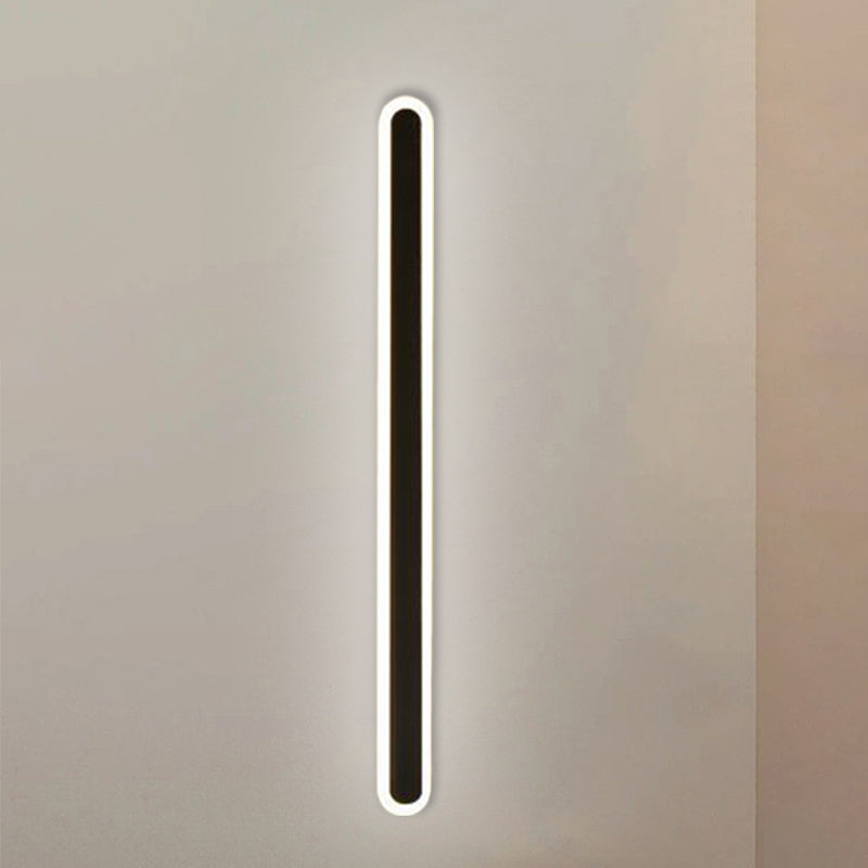 Elongated Bar Bedroom Flush Wall Sconce Acrylic 16"/23.5"/31.5" W LED Nordic Wall Lamp in Warm/White Light, Black/White