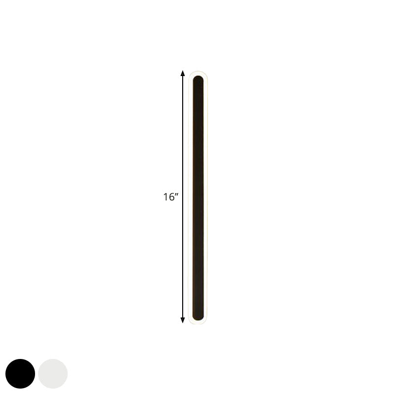 Elongated Bar Bedroom Flush Wall Sconce Acrylic 16"/23.5"/31.5" W LED Nordic Wall Lamp in Warm/White Light, Black/White
