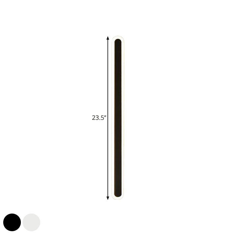 Elongated Bar Bedroom Flush Wall Sconce Acrylic 16"/23.5"/31.5" W LED Nordic Wall Lamp in Warm/White Light, Black/White