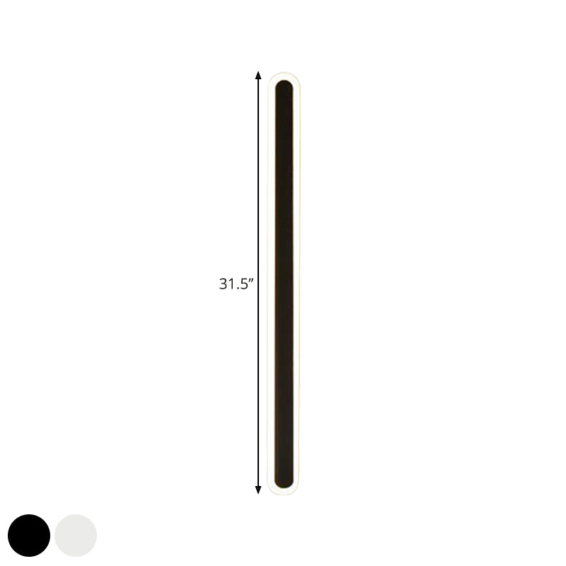 Elongated Bar Bedroom Flush Wall Sconce Acrylic 16"/23.5"/31.5" W LED Nordic Wall Lamp in Warm/White Light, Black/White